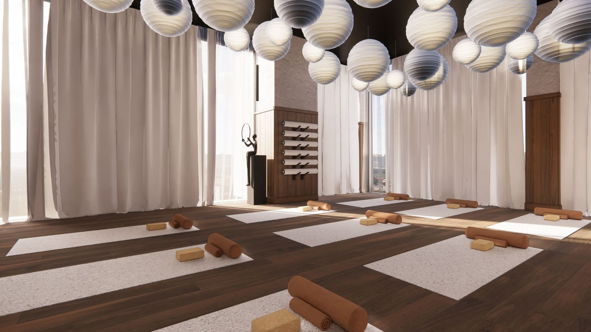 cloud lamp ceiling yoga room